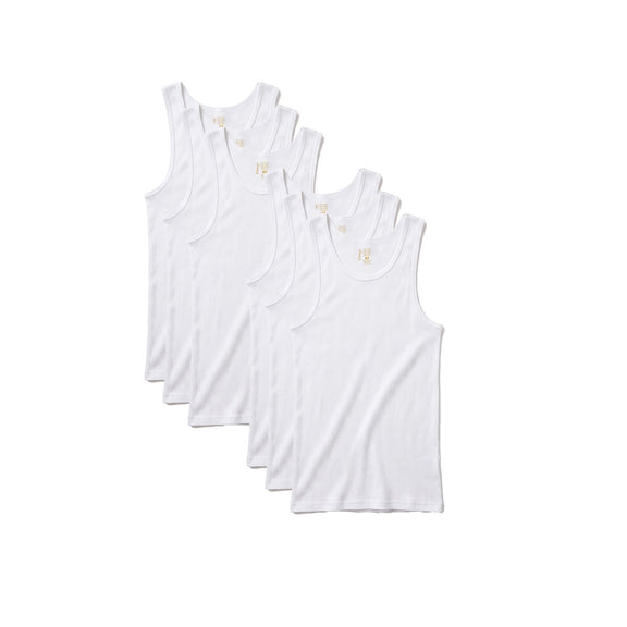 GMAN A-Shirt Tank Tops 6-Pack, white, full pack laid out, bulk basics Tampa FL