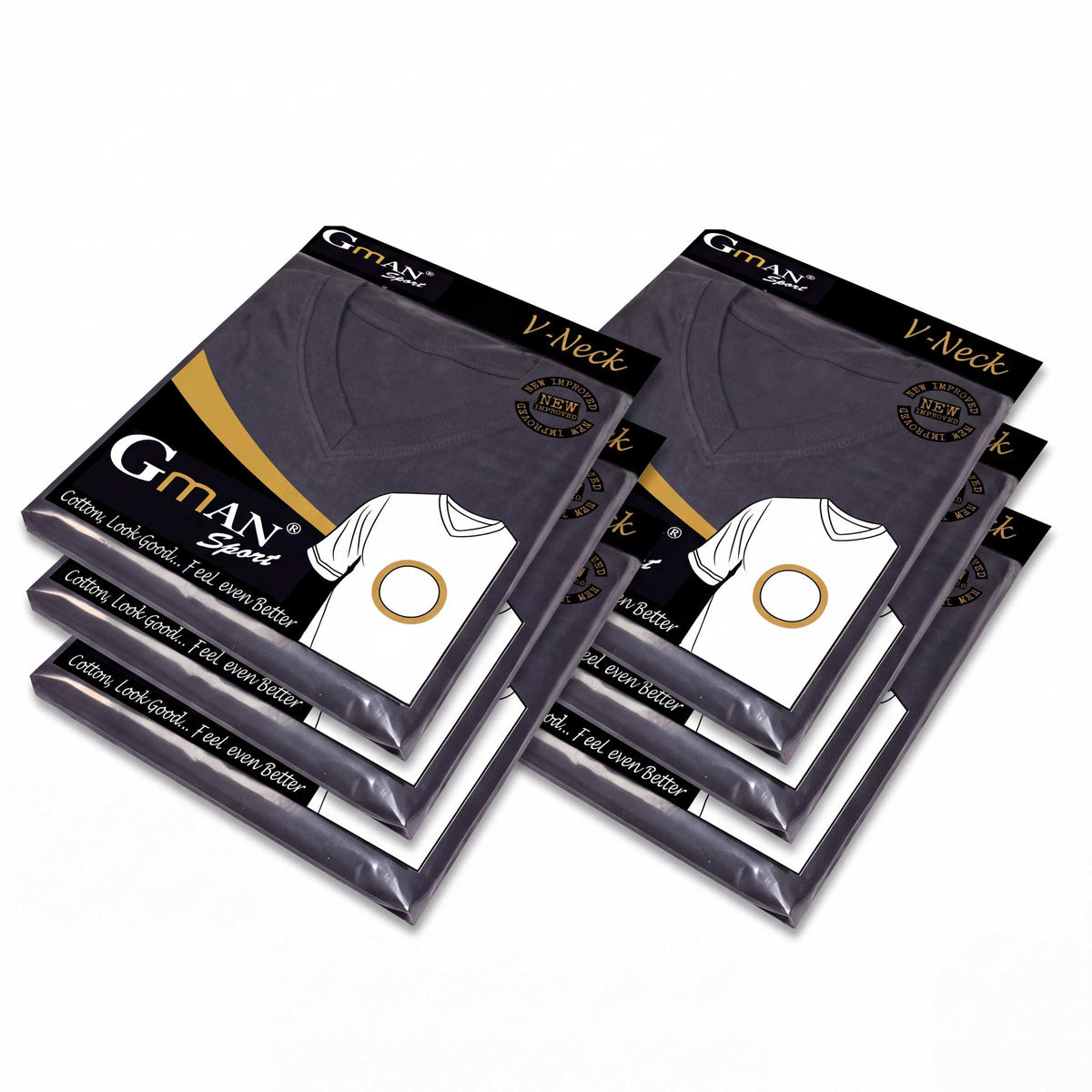 GMAN V-Neck T-Shirts 6-Pack, black, bulk basics Tampa FL